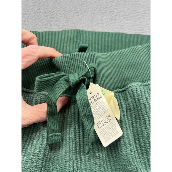 Aerie Lounge Pants Womens Sz XS Green Ribbed Wide Leg Drawstring Waist Pockets - Picture 3 of 13